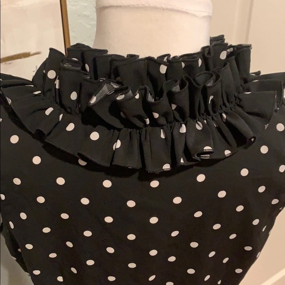 Spense B&W Polka Dot Blouse • Sz S - Picture 6 of 11